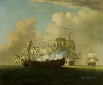 Peter Monamy La Princesa en acción Batalla Naval Pinturas al óleo
